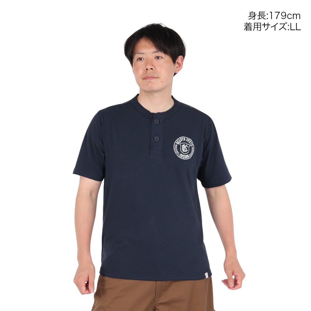 エルケクス（ELKEX）（メンズ）半袖Tシャツ HENLEY Stamp EKM5S10029 NVY