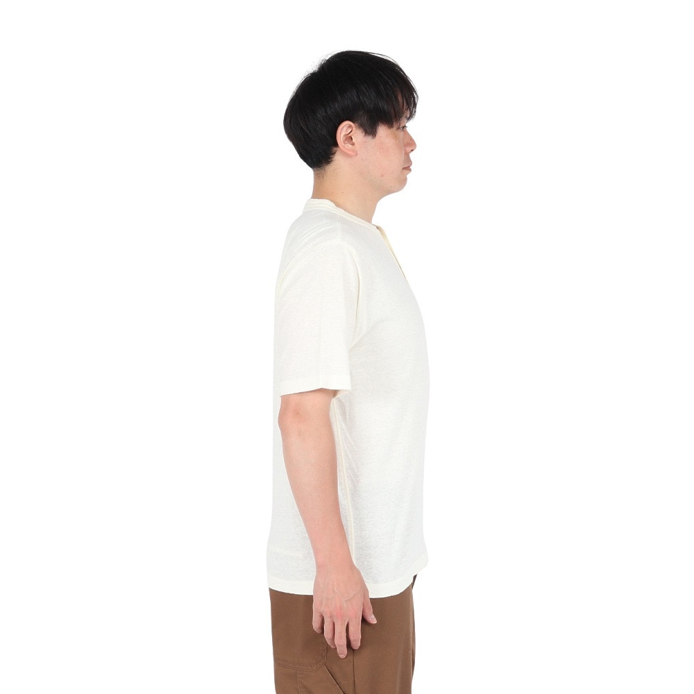 エルケクス（ELKEX）（メンズ）半袖Tシャツ HENLEY Stamp EKM5S10029 OWHT