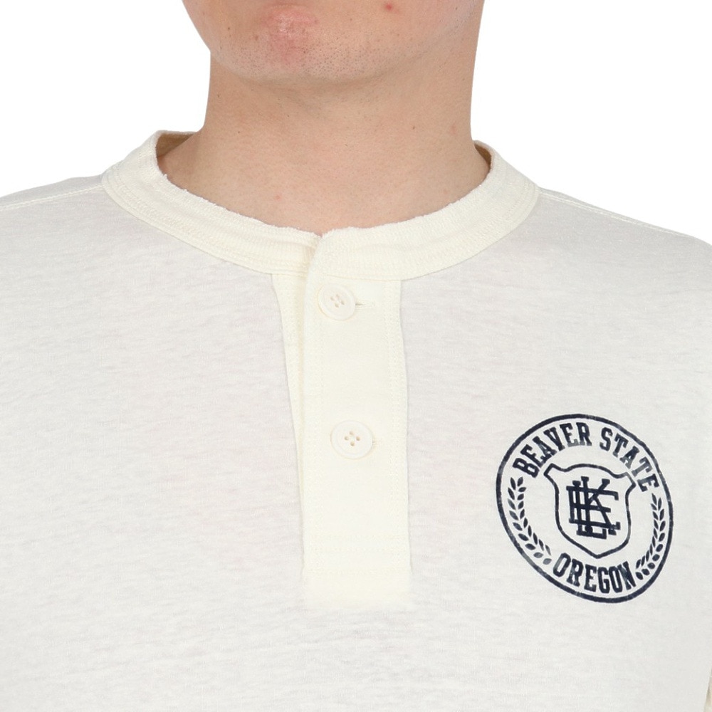 エルケクス（ELKEX）（メンズ）半袖Tシャツ HENLEY Stamp EKM5S10029 OWHT