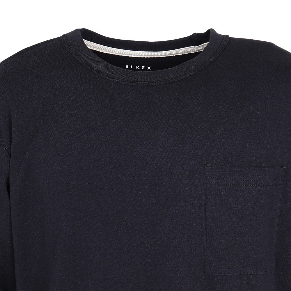 エルケクス（ELKEX）（メンズ）無地 ソフト クルー 長袖Tシャツ EKM5FA0001 BLK