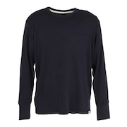 (メンズ)無地 ソフト クルー 長袖Tシャツ EKM5FA0001 BLK
