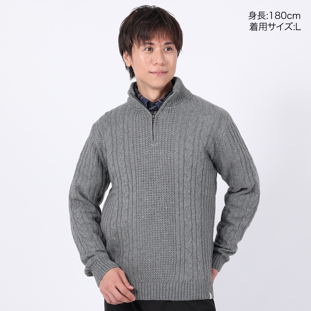 エルケクス（ELKEX）（メンズ）ニット STAND 長袖ハーフジップ EKM3FA0006 CGRY