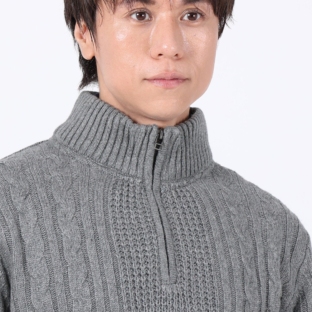 エルケクス（ELKEX）（メンズ）ニット STAND 長袖ハーフジップ EKM3FA0006 CGRY