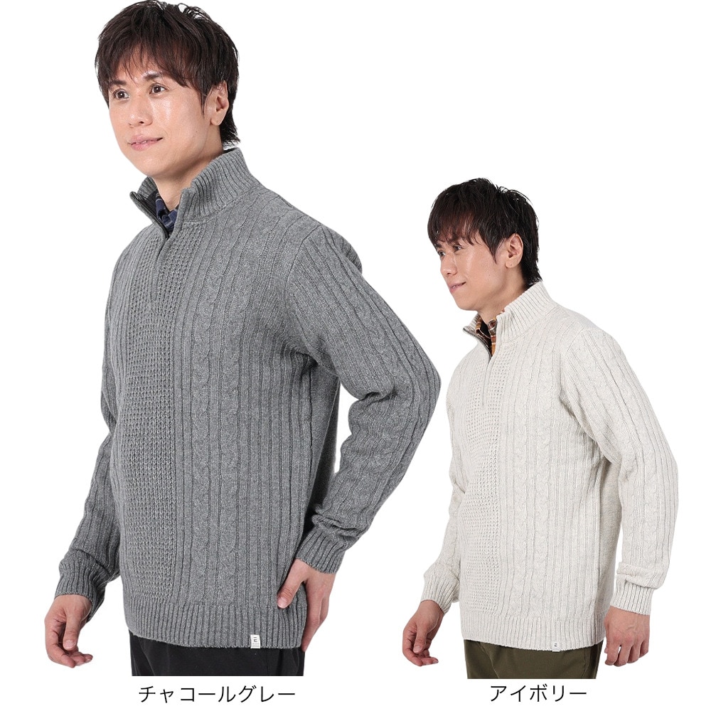 エルケクス（ELKEX）（メンズ）ニット STAND 長袖ハーフジップ EKM3FA0006 CGRY