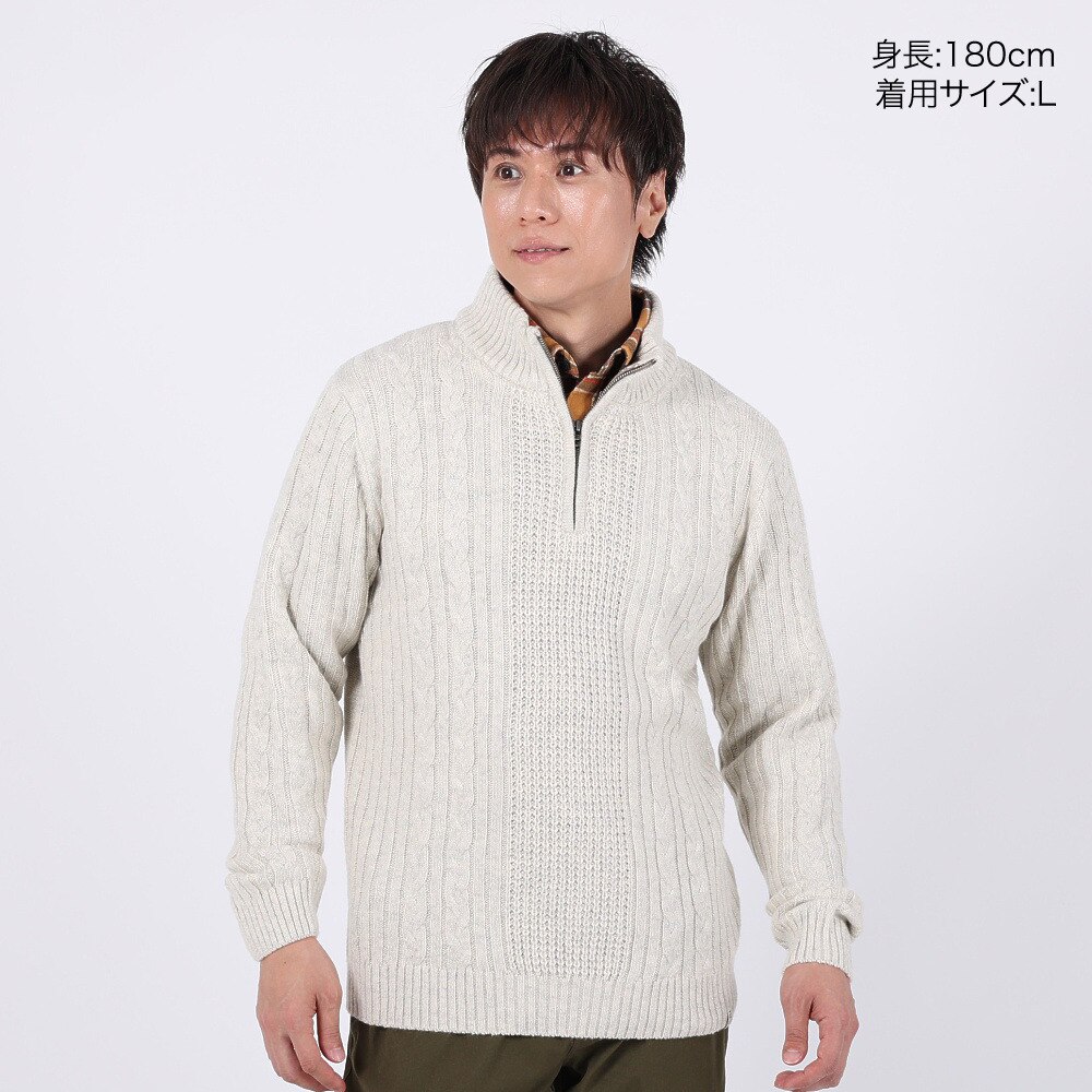エルケクス（ELKEX）（メンズ）ニット STAND 長袖ハーフジップ EKM3FA0006 IVR