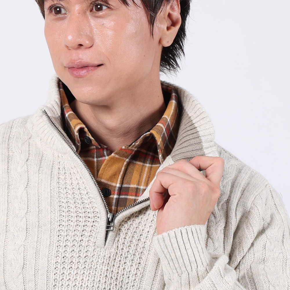 エルケクス（ELKEX）（メンズ）ニット STAND 長袖ハーフジップ EKM3FA0006 IVR