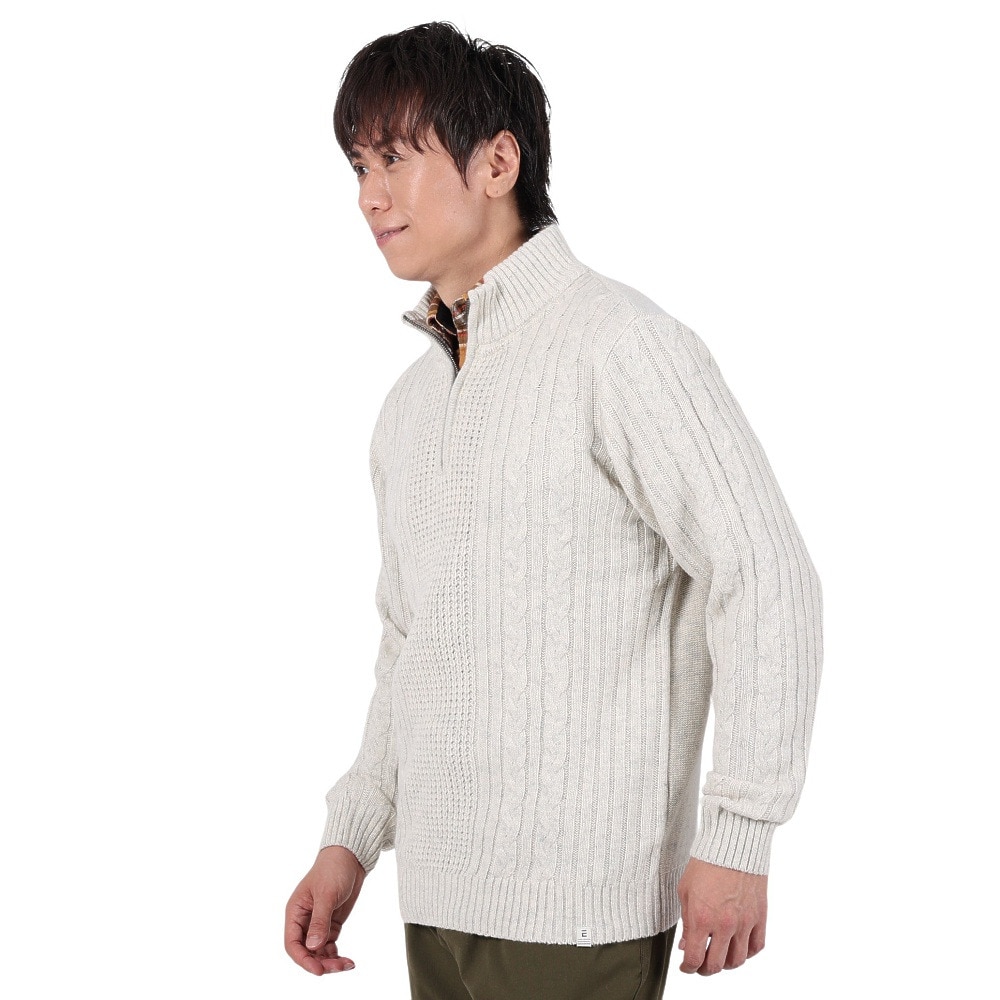 エルケクス（ELKEX）（メンズ）ニット STAND 長袖ハーフジップ EKM3FA0006 IVR