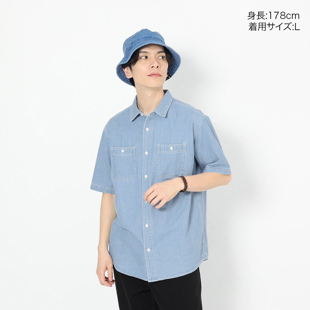 エルケクス（ELKEX）（メンズ）ダンガリー 半袖シャツ EKM6S10003 LBLU