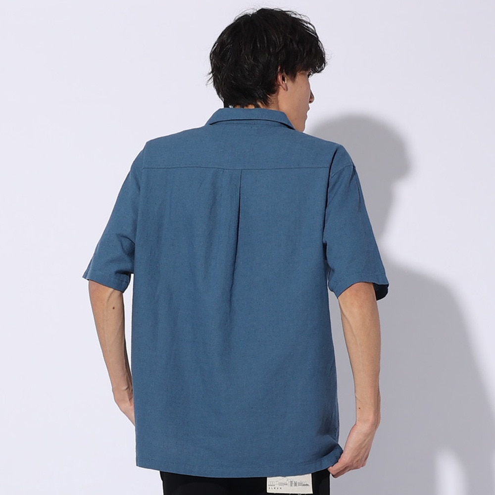 エルケクス（ELKEX）（メンズ）LINEN OPEN 半袖シャツ EKM4S10004 BLU