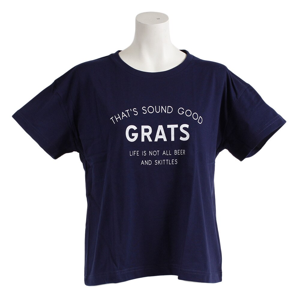  Tシャツ レディース 半袖 GRATS ロゴプリント 872Q8CD2054NVY オンライン価格