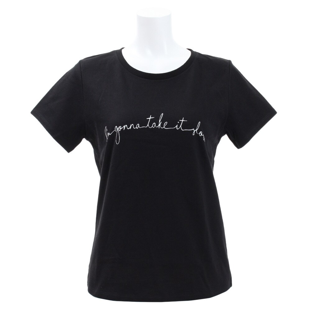  Tシャツ レディース 半袖 プリント ワイドアーチ 872PA9JY6377BLK オンライン価格
