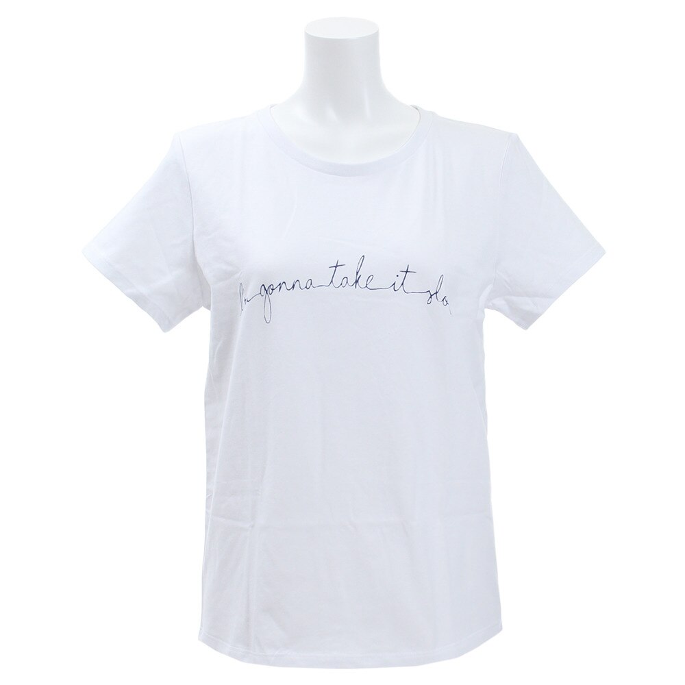  【多少の傷汚れありの為大奉仕】Tシャツ レディース 半袖 プリント ワイドアーチ 872PA9JY6377WHT オンライン価格