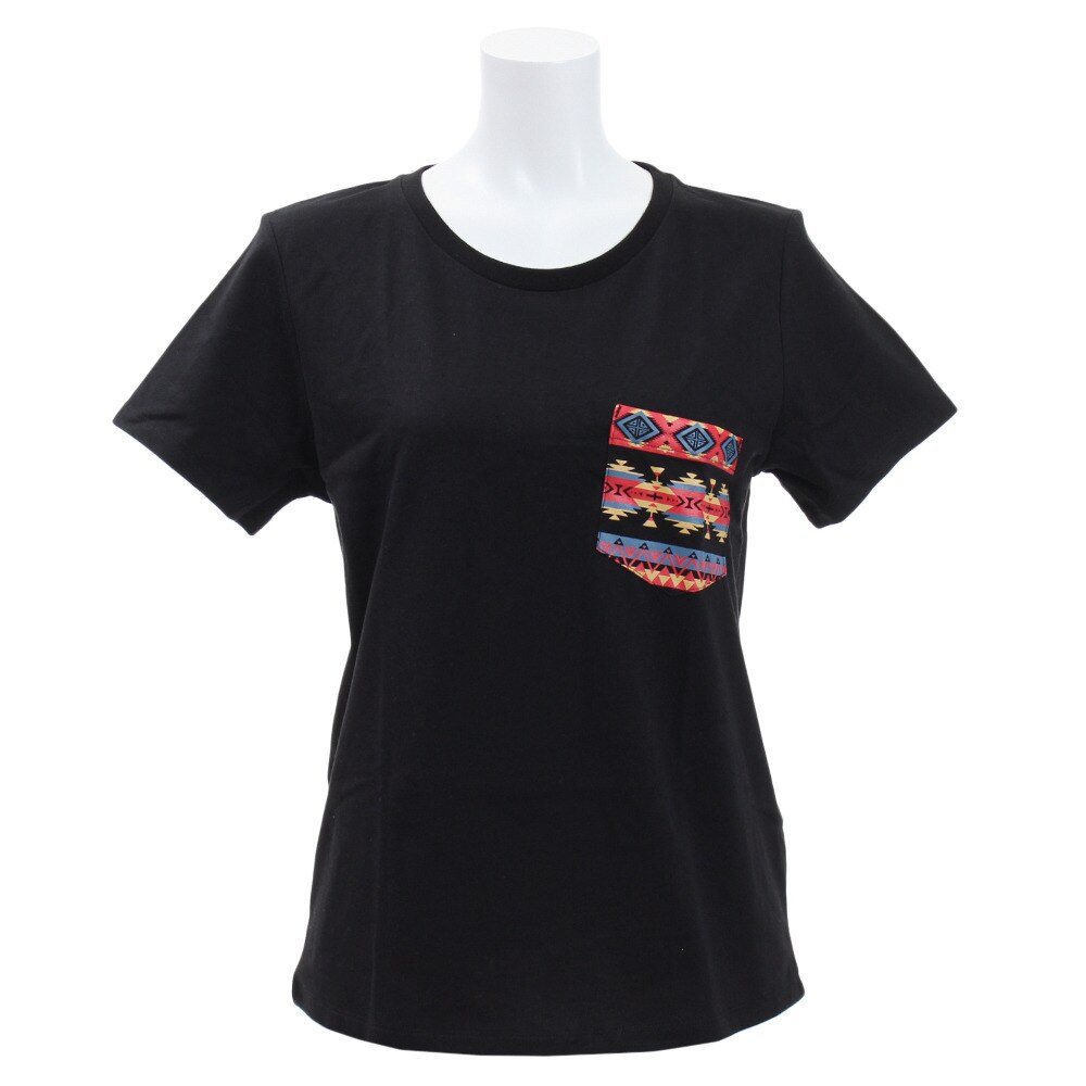  【多少の傷汚れありの為大奉仕】Tシャツ レディース 半袖 プリント 柄ポケット 872PA9JY6379BLK オンライン価格