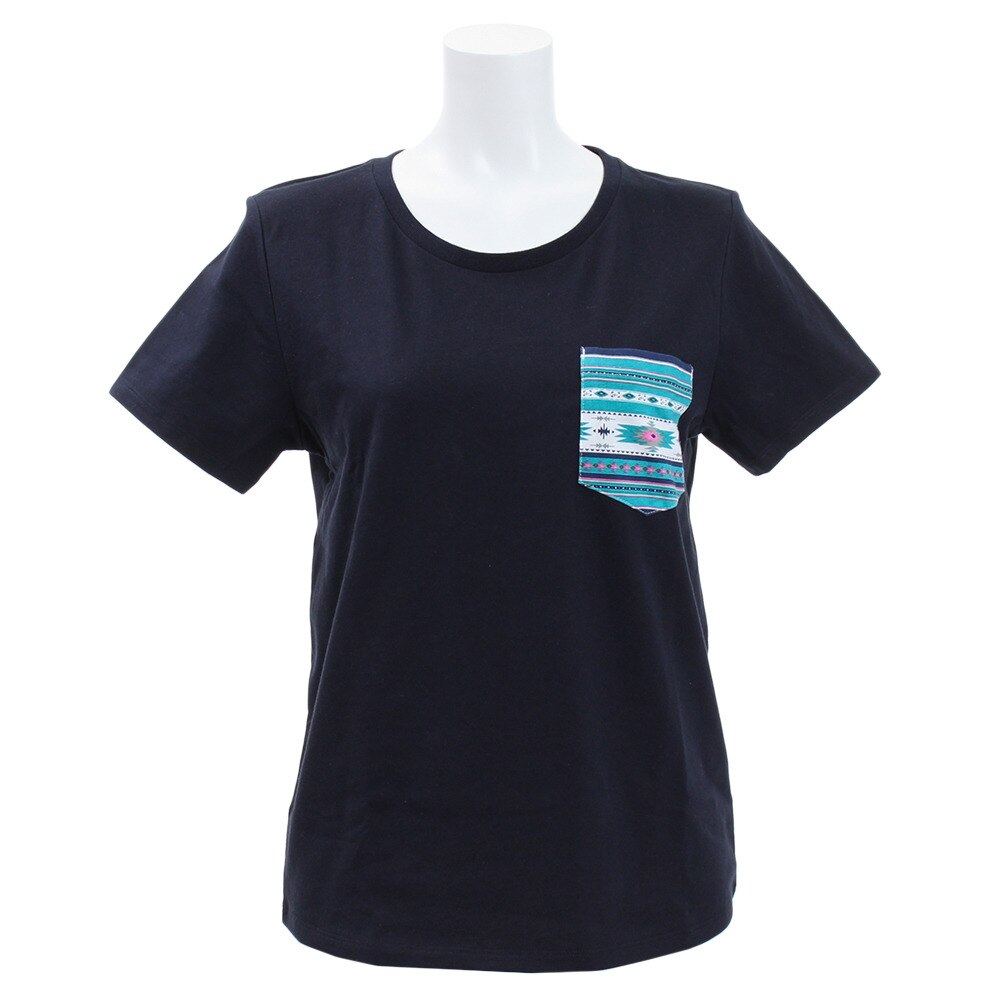  【多少の傷汚れありの為大奉仕】Tシャツ レディース 半袖 プリント 総柄ポケット 872PA9JY6380NVY オンライン価格