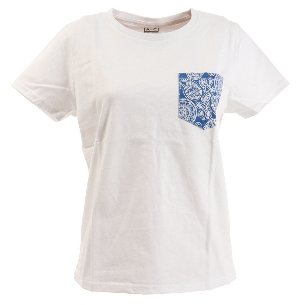  Tシャツ レディース 半袖 プリント ポケット柄 872PA0BGI3164WHT