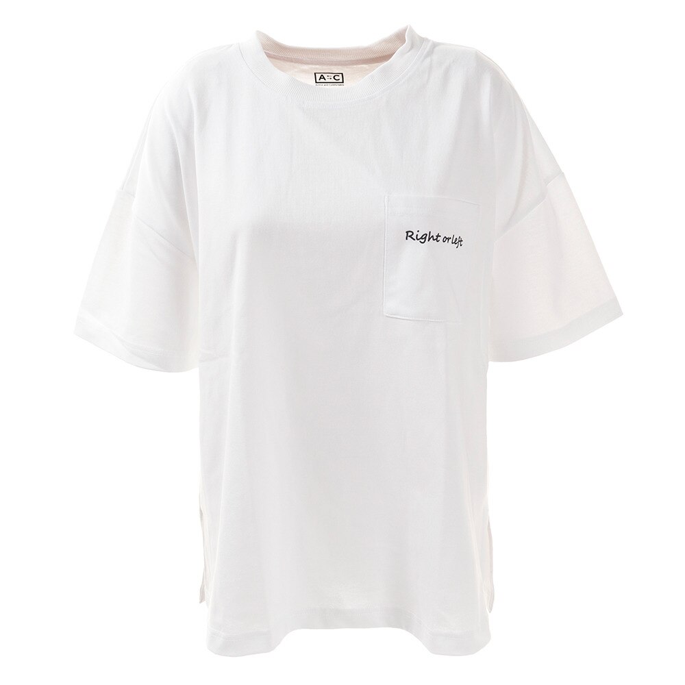  Tシャツ レディース 半袖 胸プリントビッグ 872PA0JY3154WHT