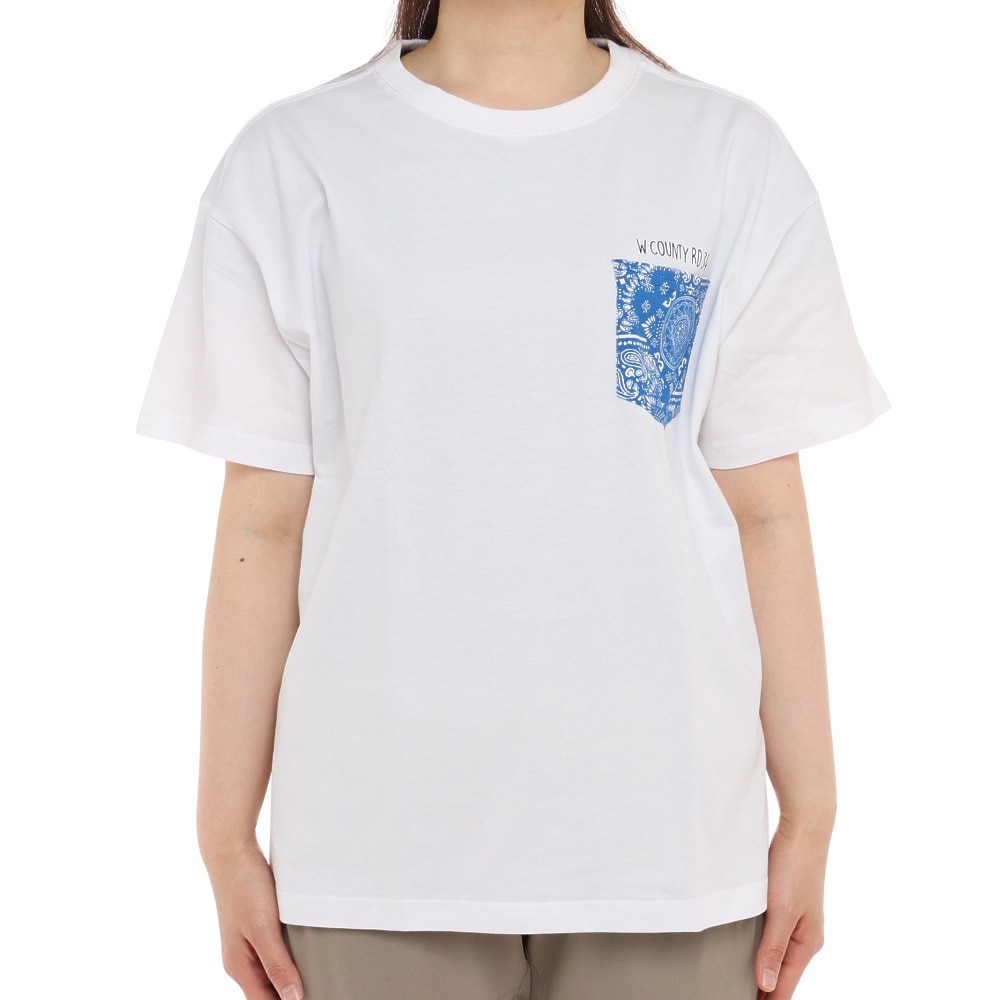  柄ポケット付き プリントTシャツ 872PA1CD6351WHT