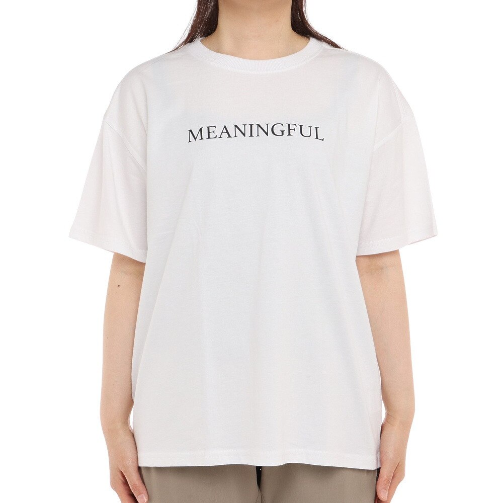  プリント半袖Tシャツ 872PA1CD6350OWHT