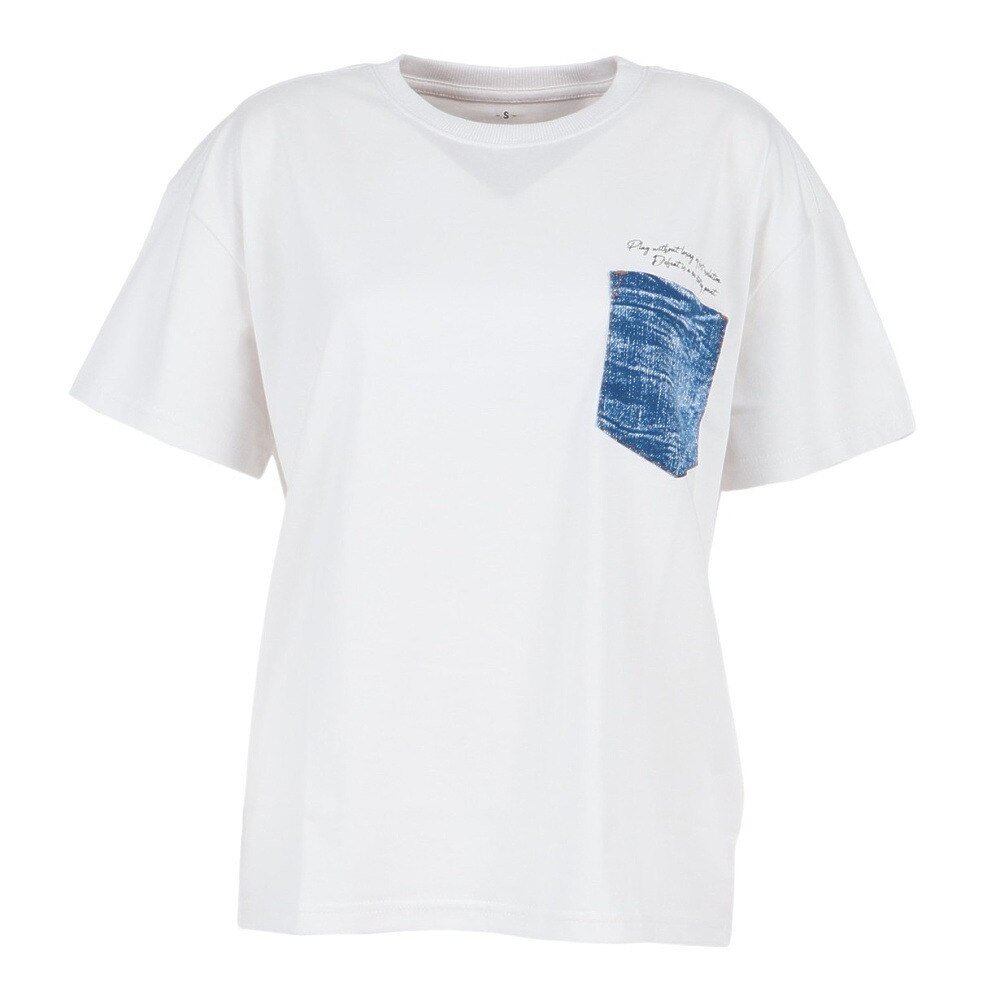  デニムポケット付き 半袖Tシャツ 872PA1CD6352OWHT