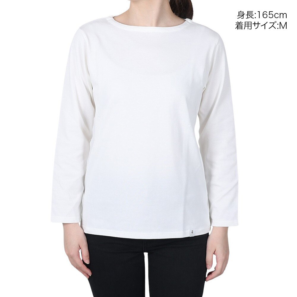 エルケクス（ELKEX）（レディース）STAIN-RESISTANT BOARD NECK 長袖Tシャツ EKL2SP4192 WHT