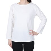 エルケクス（ELKEX）（レディース）STAIN-RESISTANT BOARD NECK 長袖Tシャツ EKL2SP4192 WHT