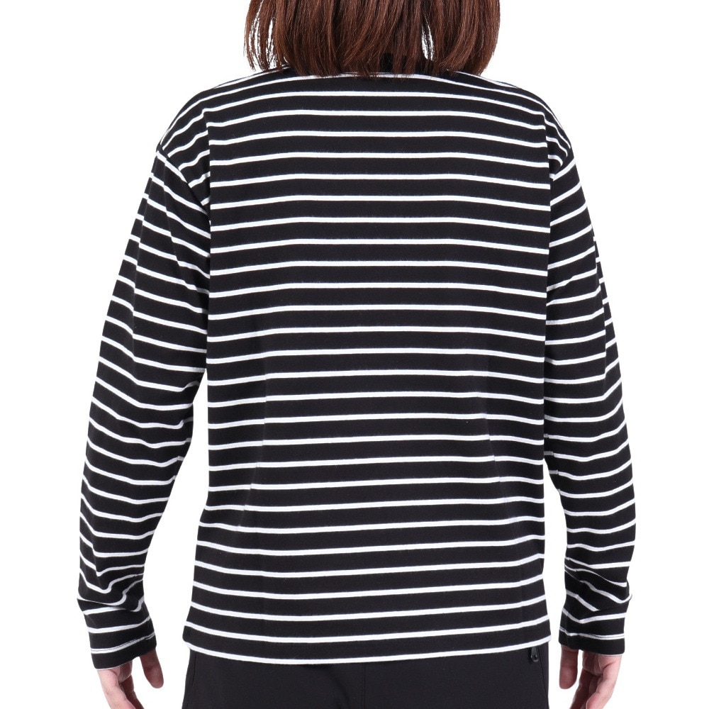 エルケクス（ELKEX）（レディース）長袖クルーネック ストライプTシャツ EKL3FA0012 BLK