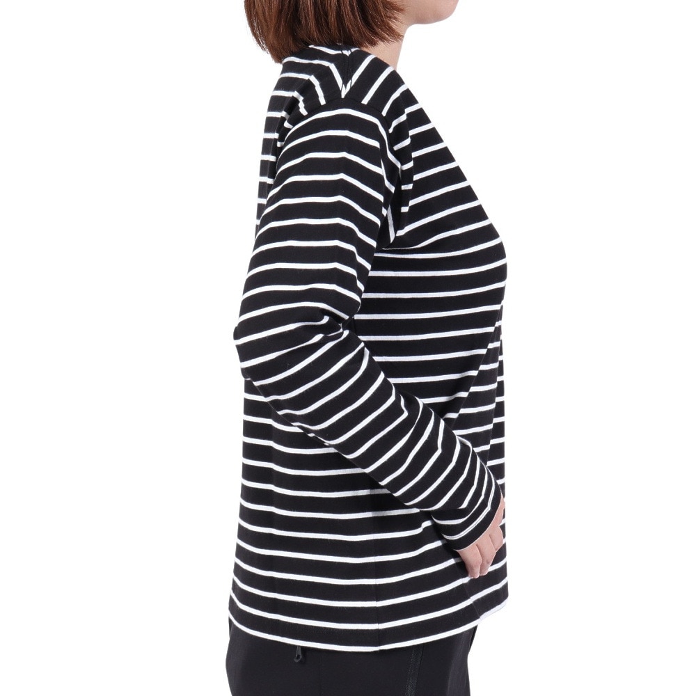 エルケクス（ELKEX）（レディース）長袖クルーネック ストライプTシャツ EKL3FA0012 BLK