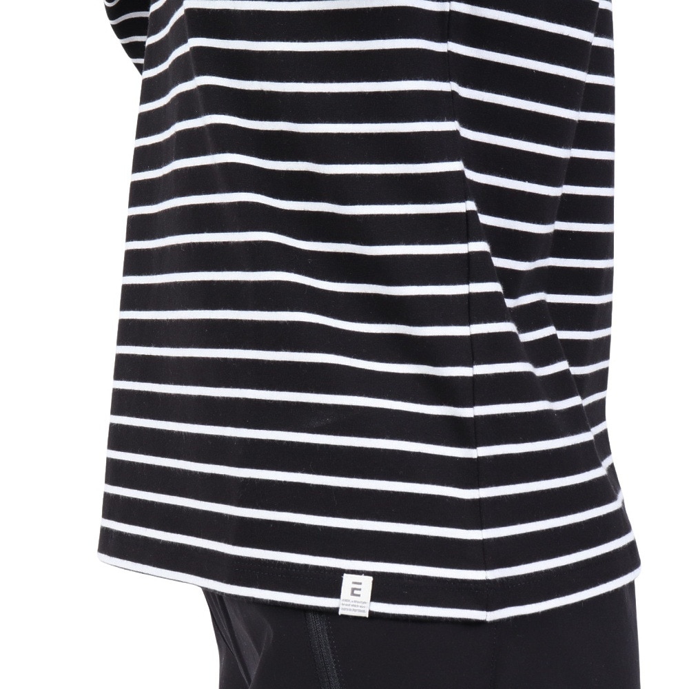 エルケクス（ELKEX）（レディース）長袖クルーネック ストライプTシャツ EKL3FA0012 BLK
