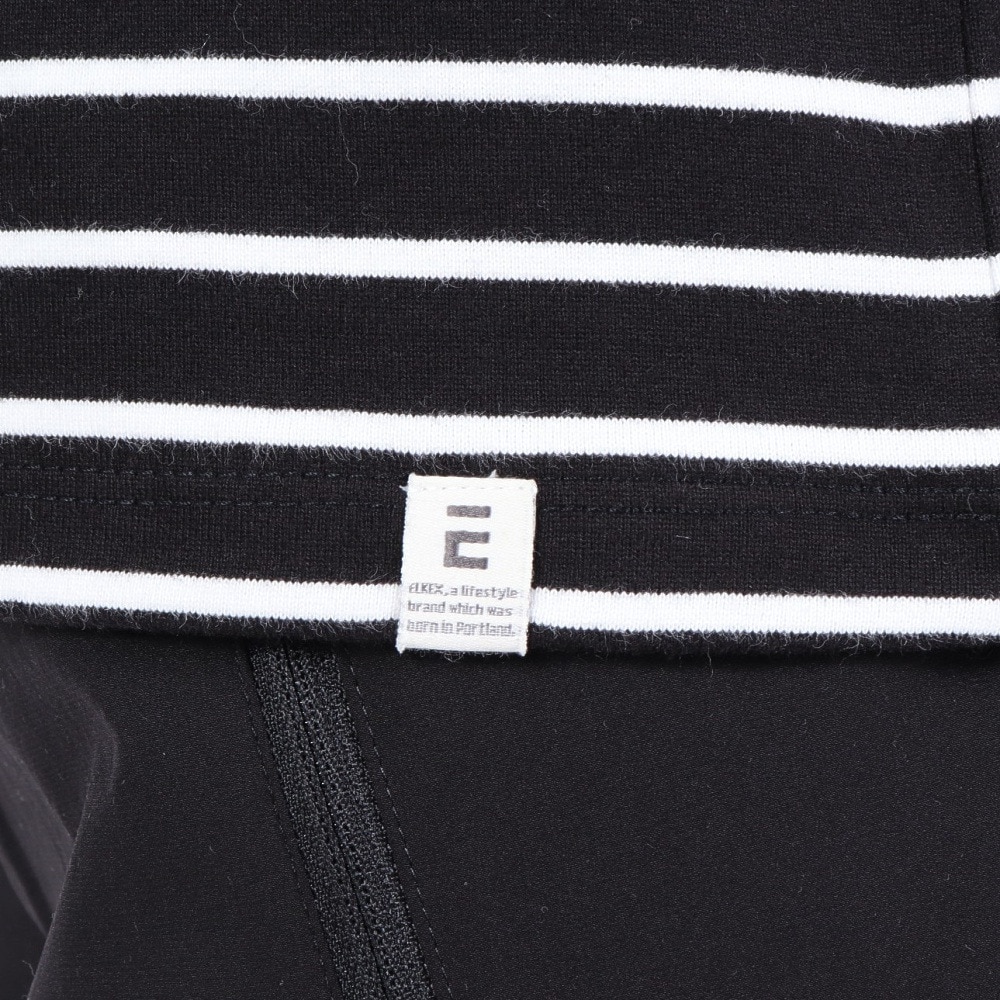 エルケクス（ELKEX）（レディース）長袖クルーネック ストライプTシャツ EKL3FA0012 BLK