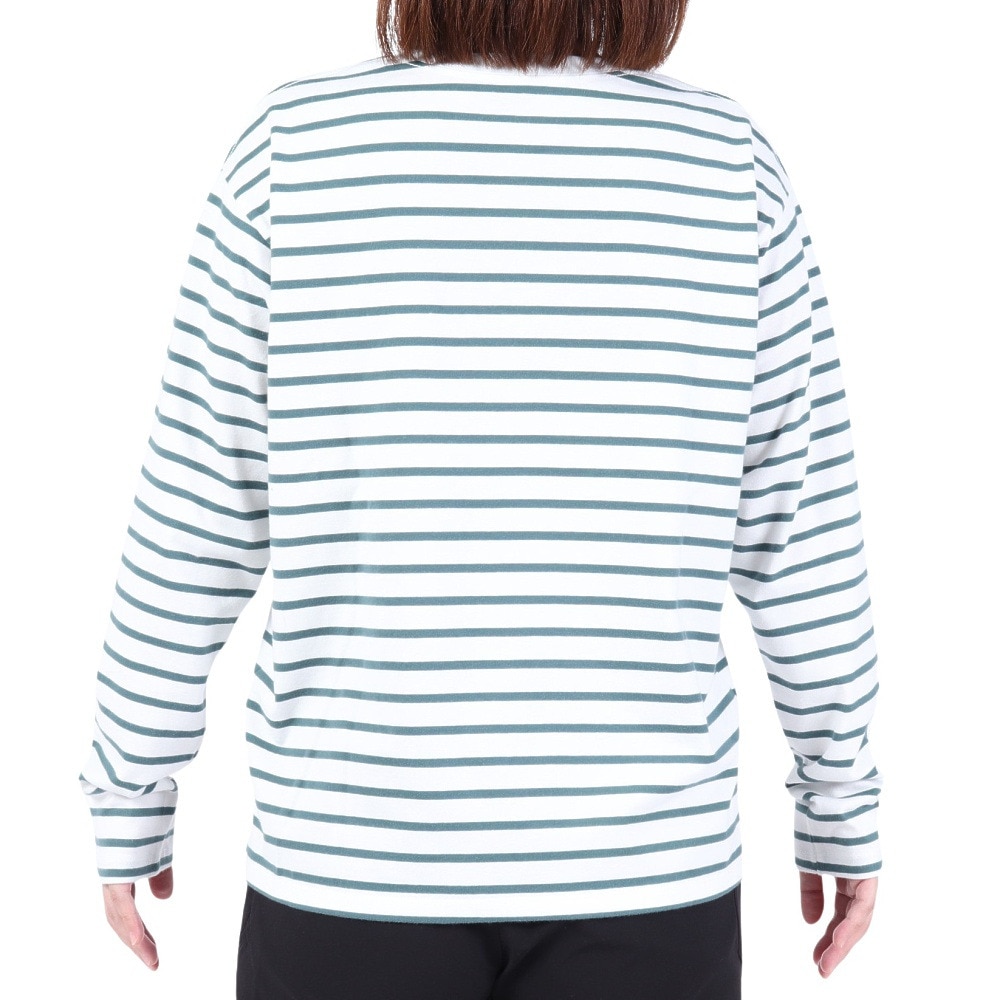 エルケクス（ELKEX）（レディース）長袖クルーネック ストライプTシャツ EKL3FA0012 GRN