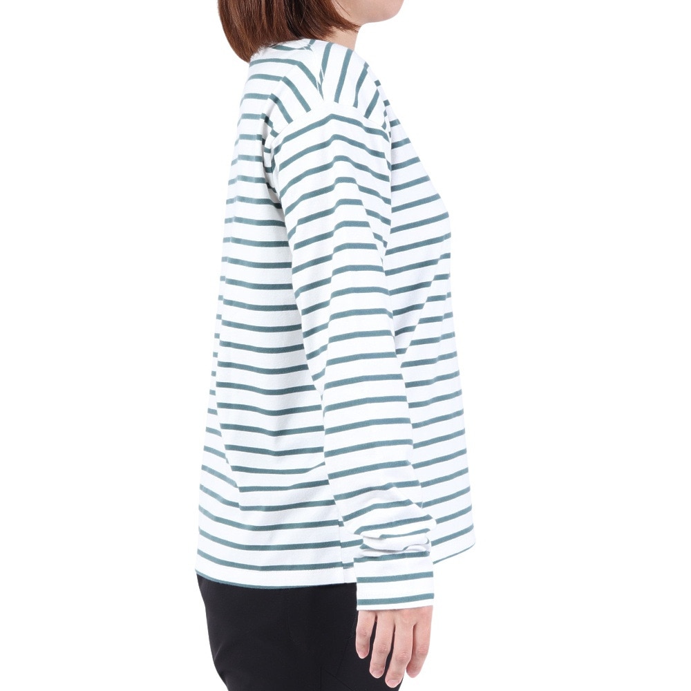 エルケクス（ELKEX）（レディース）長袖クルーネック ストライプTシャツ EKL3FA0012 GRN