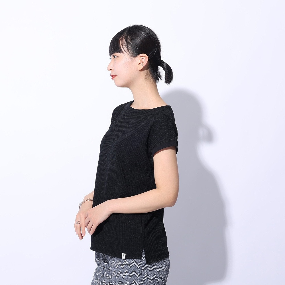 エルケクス（ELKEX）（レディース）F/S WAFFLE BOAT NECK 半袖Tシャツ EKL4S10017 BLK