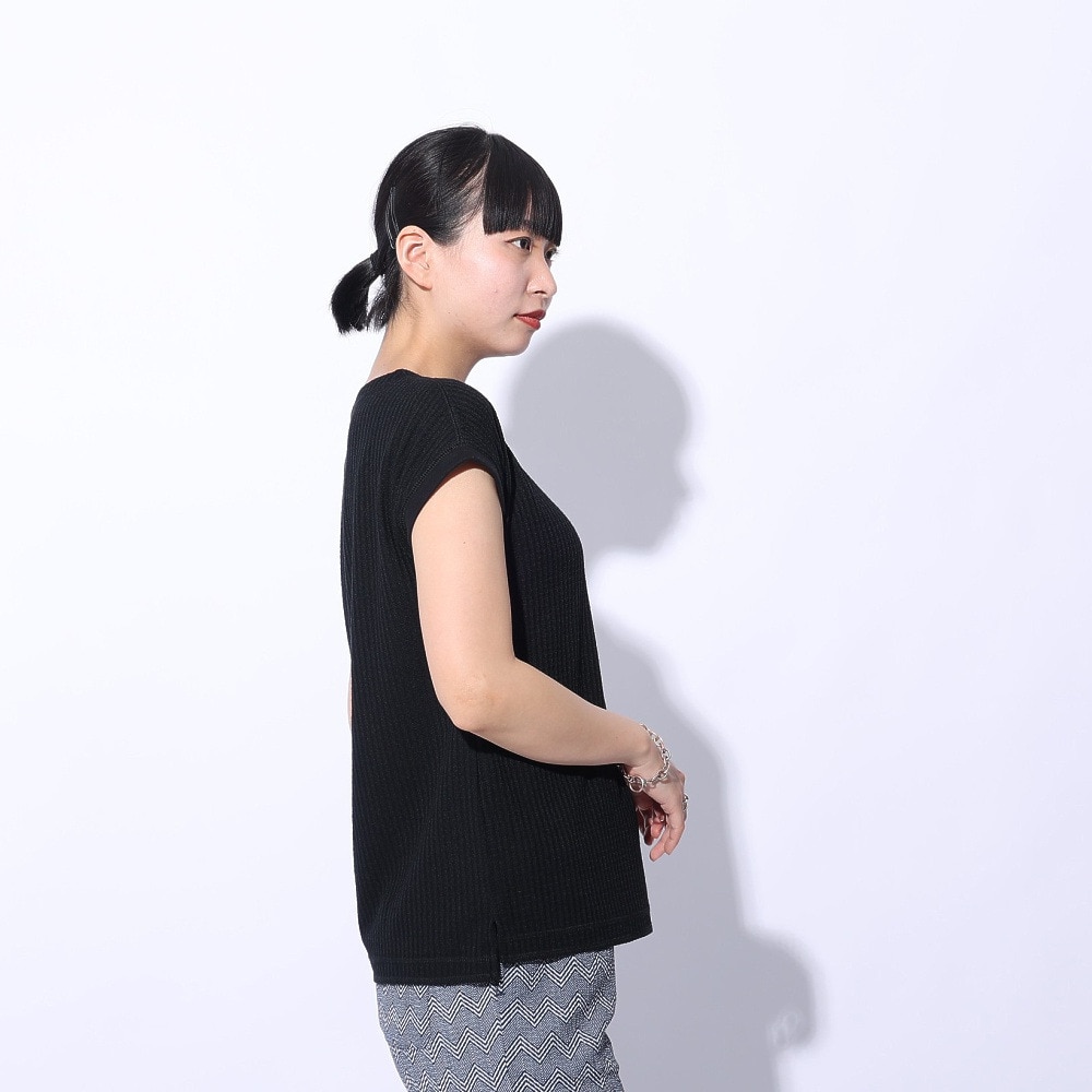 エルケクス（ELKEX）（レディース）F/S WAFFLE BOAT NECK 半袖Tシャツ EKL4S10017 BLK