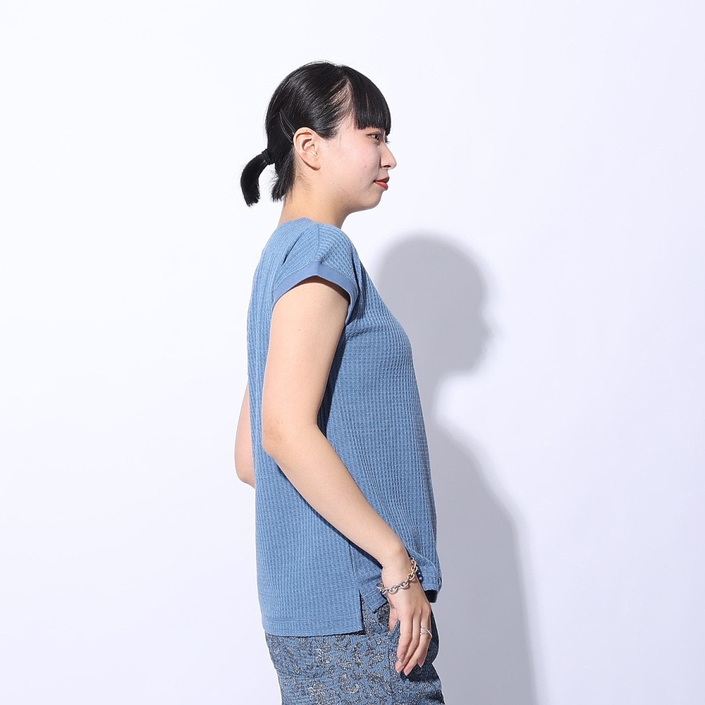 エルケクス（ELKEX）（レディース）F/S WAFFLE BOAT NECK 半袖Tシャツ EKL4S10017 BLU