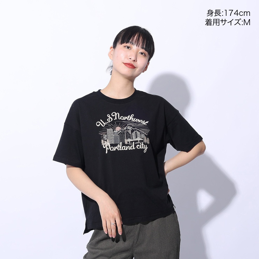 エルケクス（ELKEX）（レディース）EMBROIDEY 半袖Tシャツ EKL4S10018 BLK