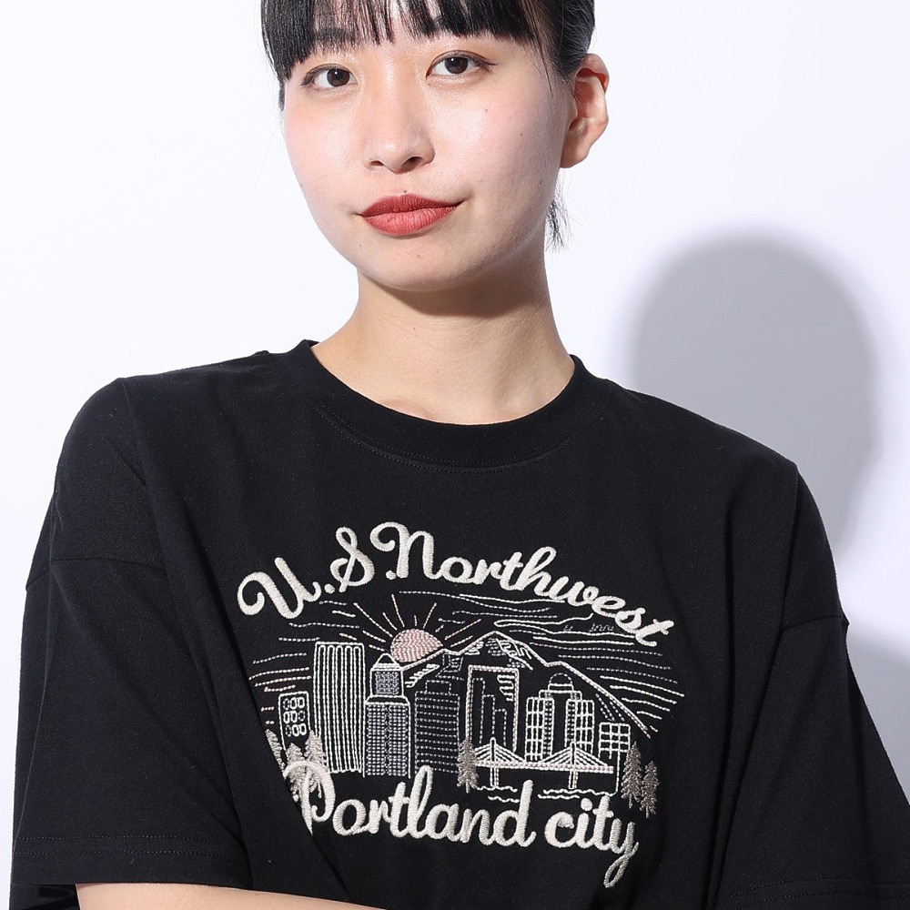 エルケクス（ELKEX）（レディース）EMBROIDEY 半袖Tシャツ EKL4S10018 BLK