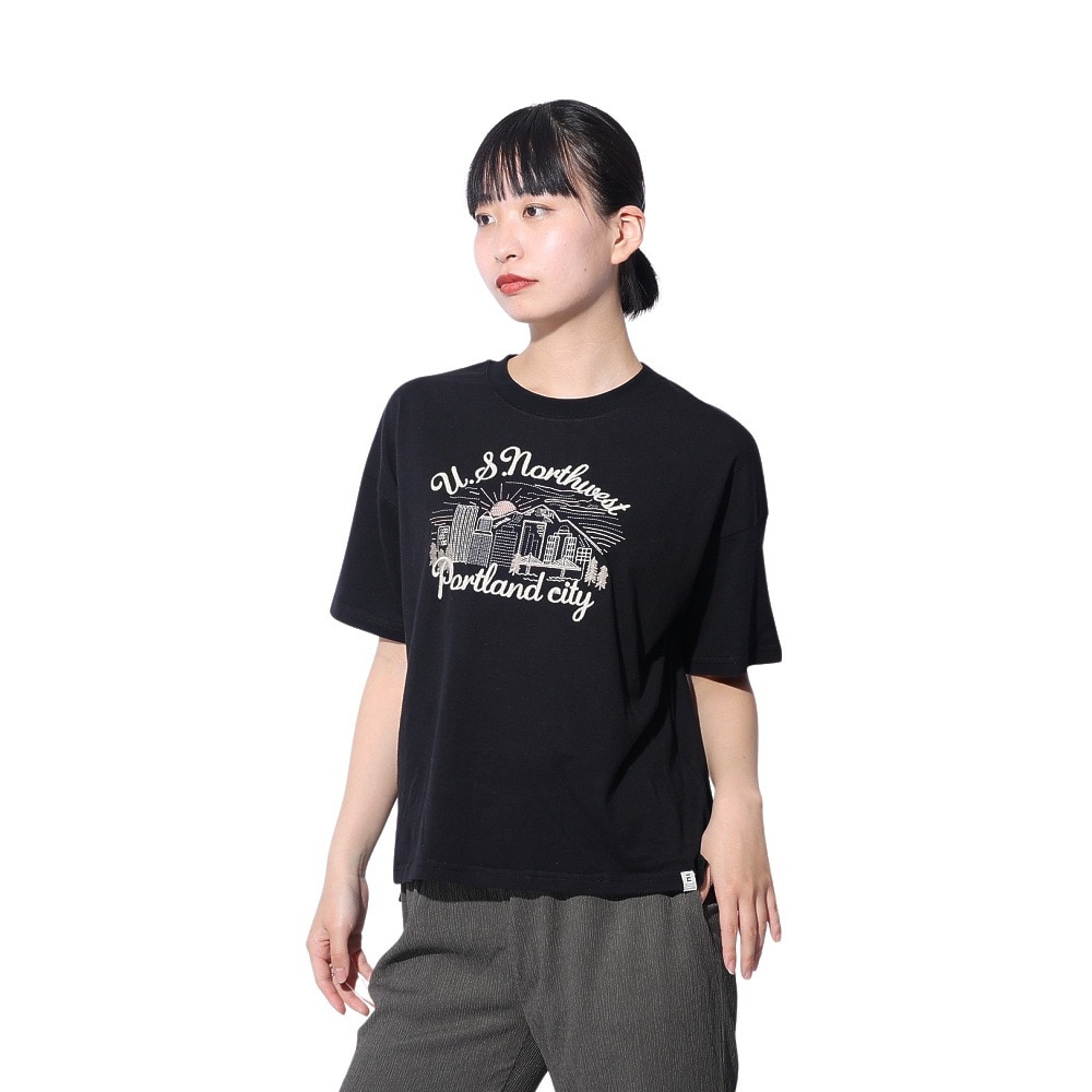 エルケクス（ELKEX）（レディース）EMBROIDEY 半袖Tシャツ EKL4S10018 BLK