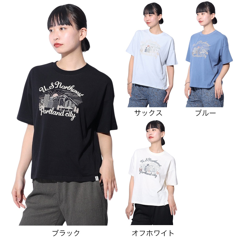 エルケクス（ELKEX）（レディース）EMBROIDEY 半袖Tシャツ EKL4S10018 BLK