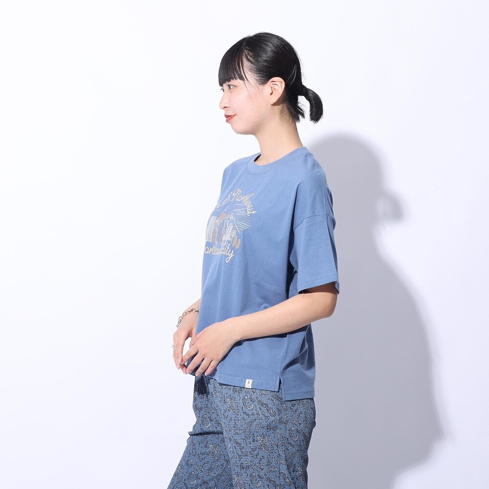 エルケクス（ELKEX）（レディース）F/S WAFFLE BOAT NECK 半袖Tシャツ EKL4S10018 BLU