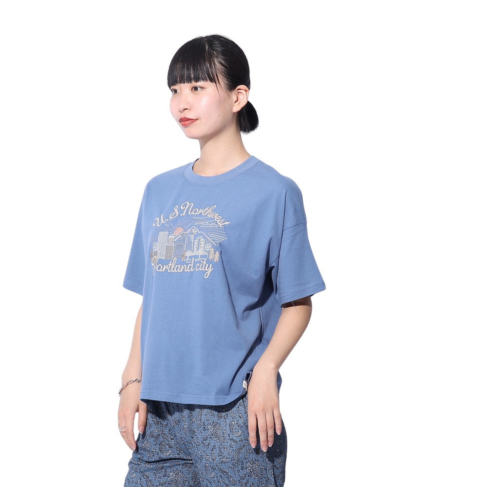 エルケクス（ELKEX）（レディース）F/S WAFFLE BOAT NECK 半袖Tシャツ EKL4S10018 BLU