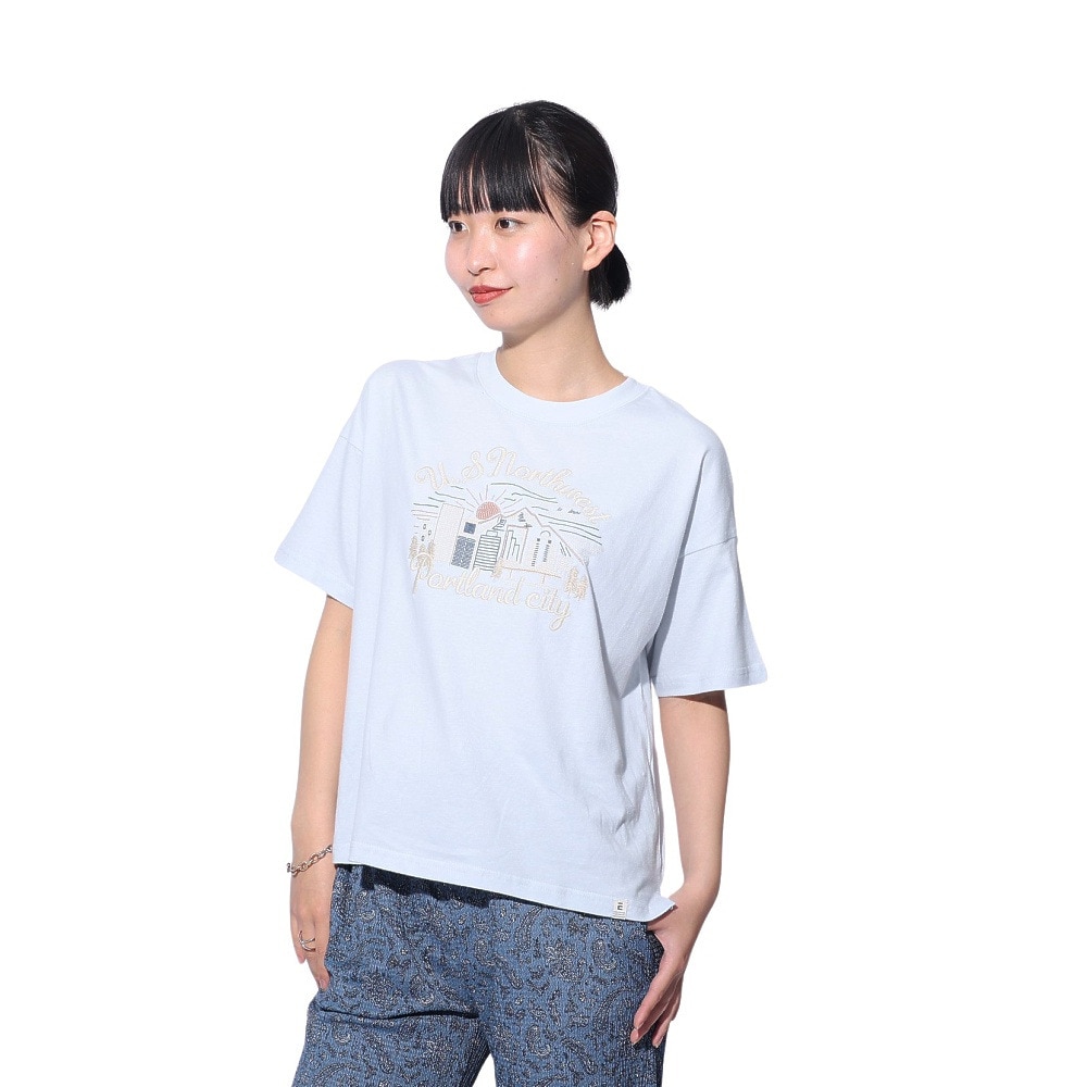 エルケクス（ELKEX）（レディース）F/S WAFFLE BOAT NECK 半袖Tシャツ EKL4S10018 SAX