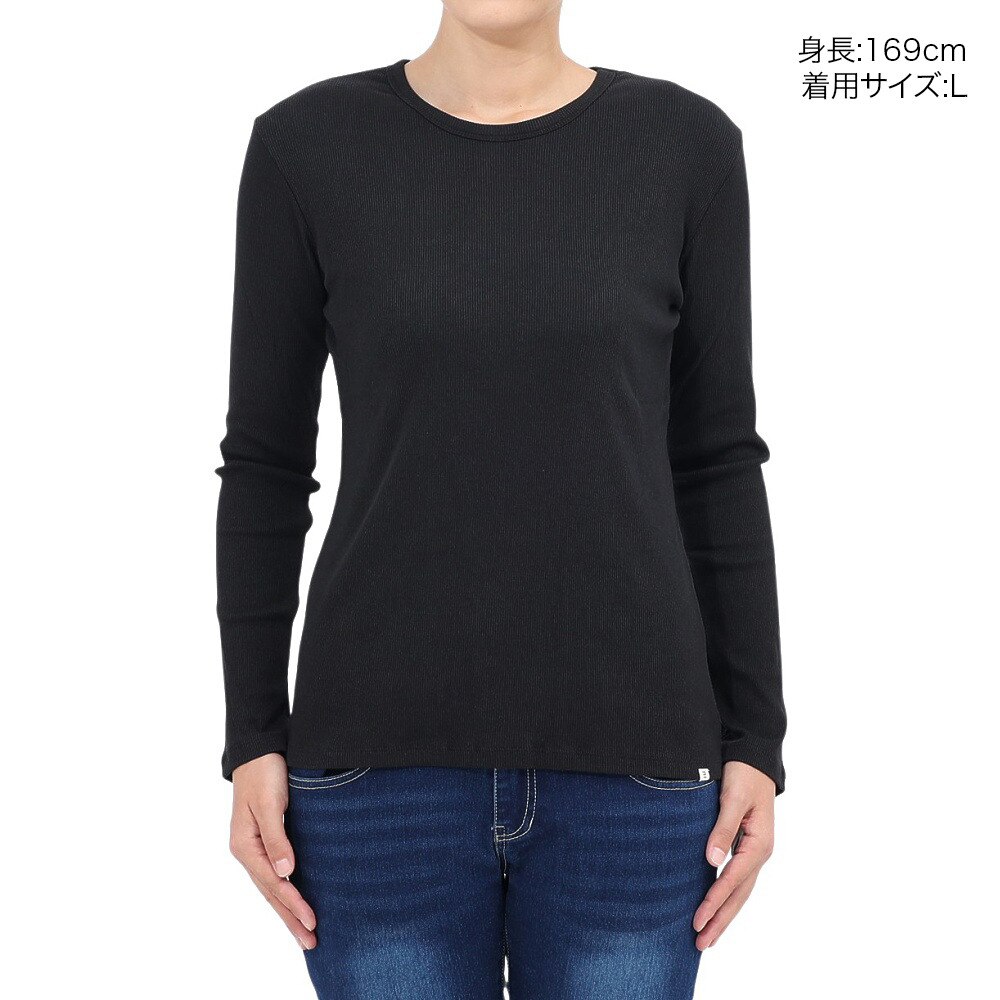 エルケクス（ELKEX）（レディース）長袖 クルーネックシャツ EKL4FA0019 BLK