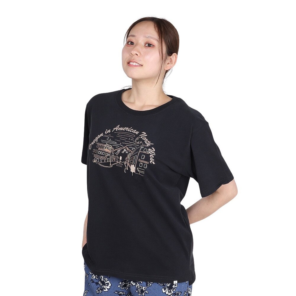エルケクス（ELKEX）（レディース）半袖Tシャツ EMBROIDERY ワイド EKL5S10041 BLK