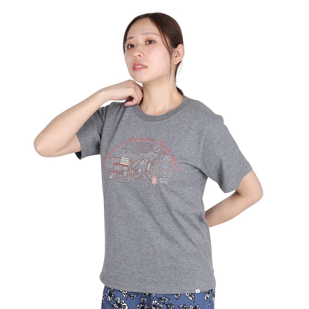 エルケクス（ELKEX）（レディース）半袖Tシャツ EMBROIDERY ワイド EKL5S10041 CGRY