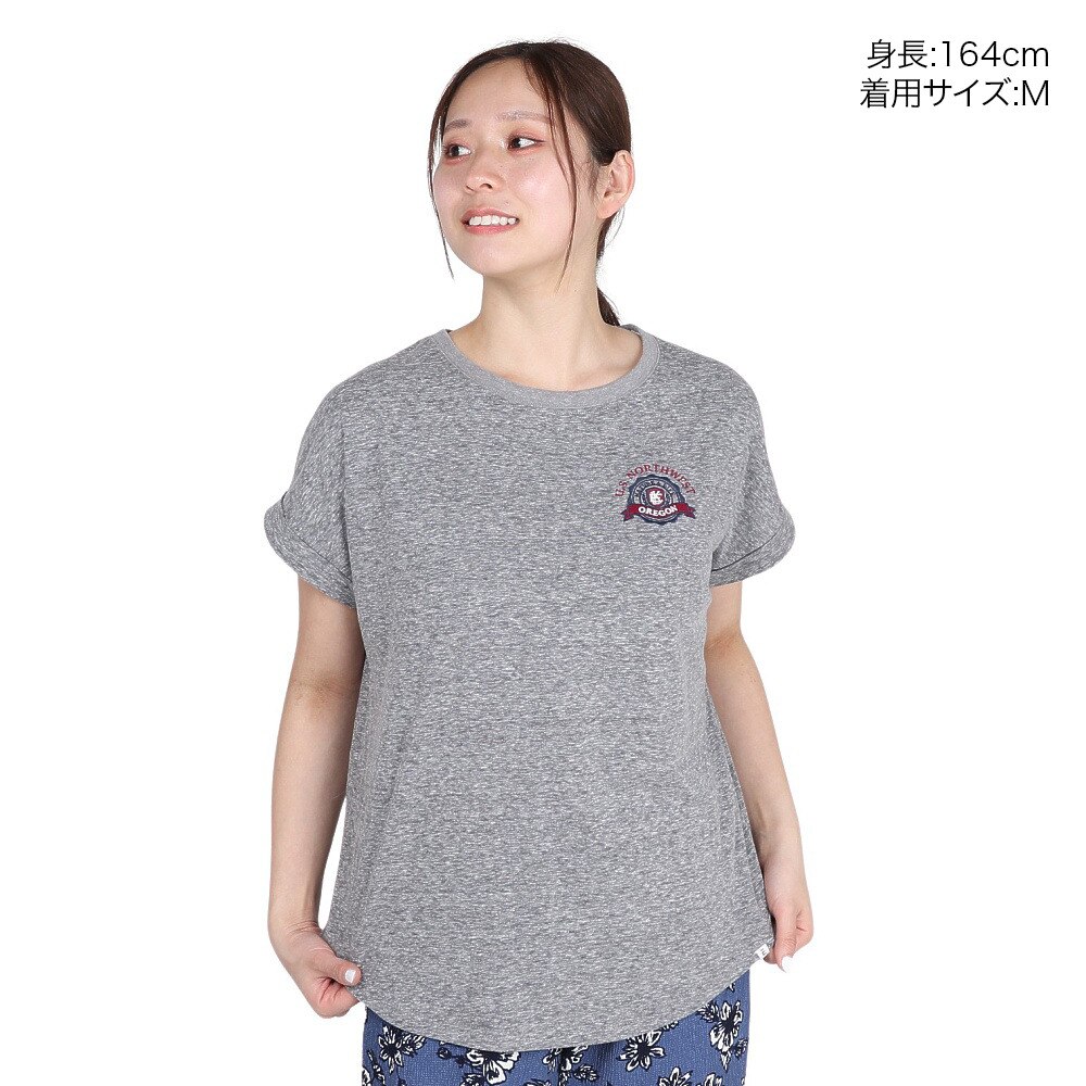 エルケクス（ELKEX）（レディース）半袖Tシャツ エンブレム ROLLUP EKL5S10042 MGRY