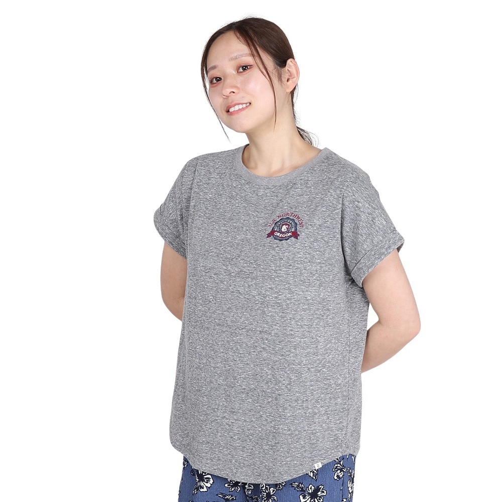 エルケクス（ELKEX）（レディース）半袖Tシャツ エンブレム ROLLUP EKL5S10042 MGRY