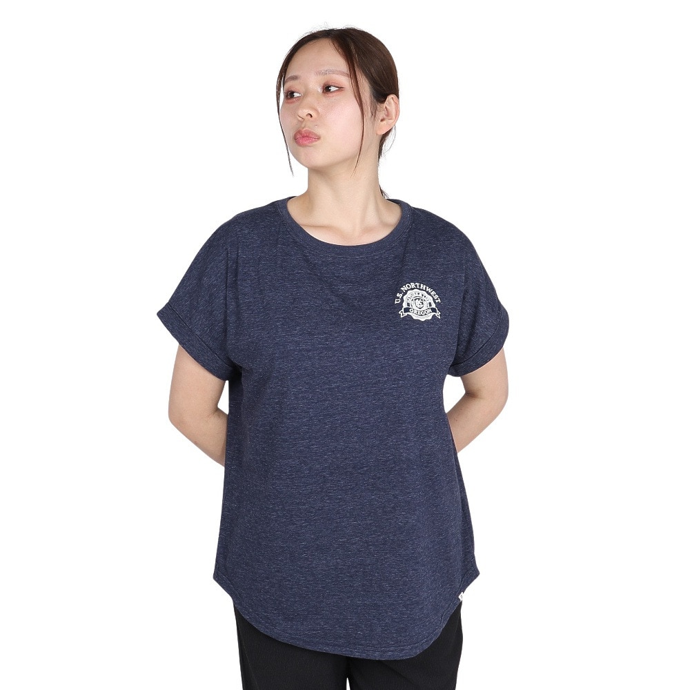 エルケクス（ELKEX）（レディース）半袖Tシャツ エンブレム ROLLUP EKL5S10042 NVY