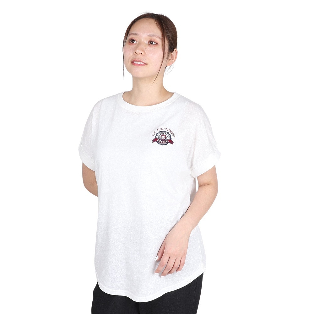 エルケクス（ELKEX）（レディース）半袖Tシャツ エンブレム ROLLUP EKL5S10042 WHT