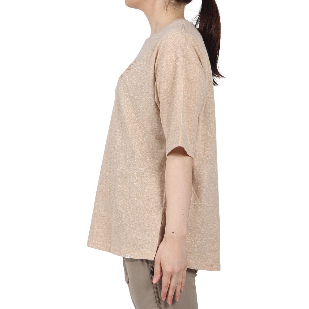 エルケクス（ELKEX）（レディース）半袖 フロッキープリント ワイドTシャツ EKL5S10043 BEG
