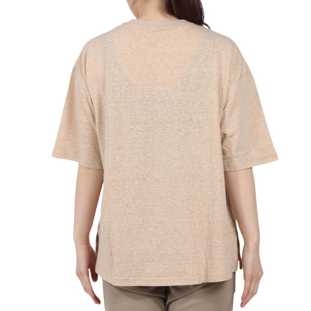 エルケクス（ELKEX）（レディース）半袖 フロッキープリント ワイドTシャツ EKL5S10043 BEG